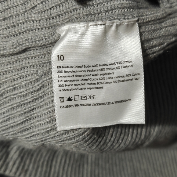 Lululemon Merino Wool Blend Sweater Size 10 Ribbed Long Wrap Heathered Gull Grey - Picture 7 of 9